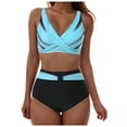 thumbnail image 3 of Huesdet Maillot de Bain Deux Pièces pour Femmes Bikini Aguichant à Ficelles (A-Mint Green,S), 3 of 9