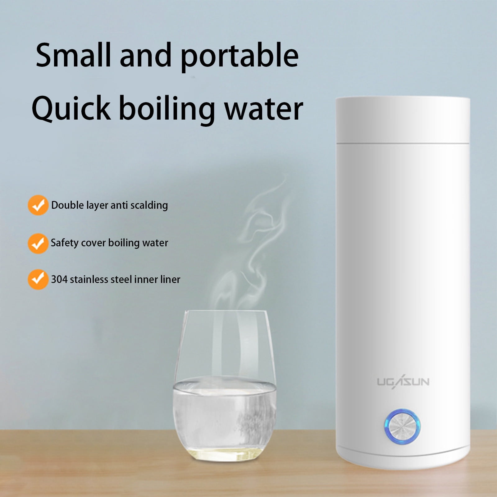 PATLOLAV Portable Mini Electric Kettle for Travel ,Small Electric Thermos Heating Cup or Bottle - Single Size Personal Tea Maker Quick Boiling Hot Water Boiler 400ml Electric Kettle