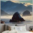 thumbnail image 2 of Chilfamy  Dorm Tapestry Haystack Rock in Cannon Beach Along Oregon in the Pacific Ocean Tapestry Living Home Room Wall Decor 40x60inch, 2 of 6