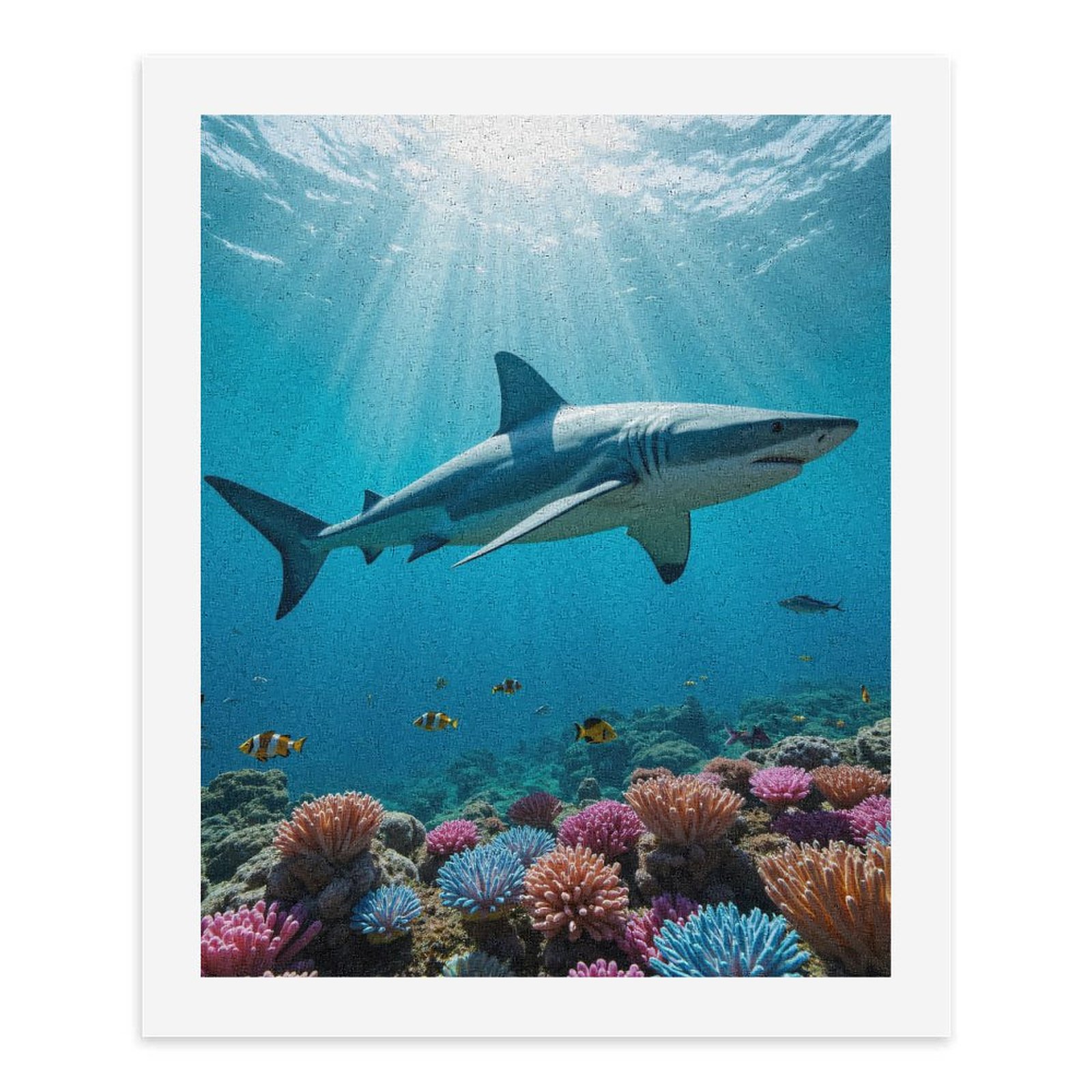 Paint By Numbers Kit for Adults Beginner - DIY Shark Above Colorful Coral Reef Canvas Painting Kits for Adults, Frameless Paint By Number for Adults for Home Wall Decor 16x20 Inch