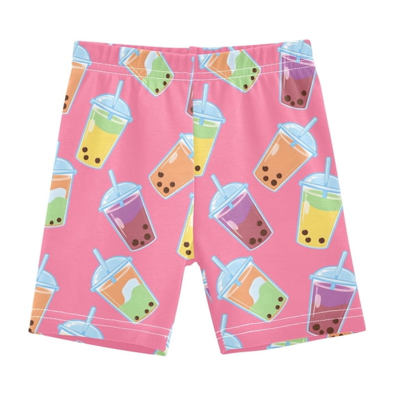 joogoo Boba Bubble Tea Pink Girls Lined Shorts Bike Dance Bottoms 6T