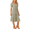 thumbnail image 4 of Vestido de flores de INSPIRE CHIC con escote cuadrado, mangas cortas abullonadas y dobladillo con volantes, 4 of 6