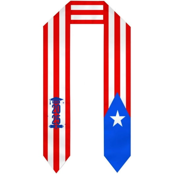 Class of 2025 Puerto Rico Flag Graduation Stoles Shawls Sash International Study Graduate Scarves