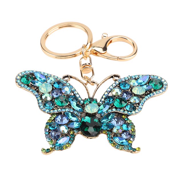 Abalorio De Mariposa, Decoración, Cadena De Aleación De Zinc Portátil, Diamantes De Imitación De Cristal, Llavero De Mariposa Para Mujer Para Monedero Para Llave ANGGREK Azul
