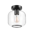 thumbnail image 1 of 1-Light Matte Black Flush Mount Ceiling Light with Clear Glass Shade, 1 of 8