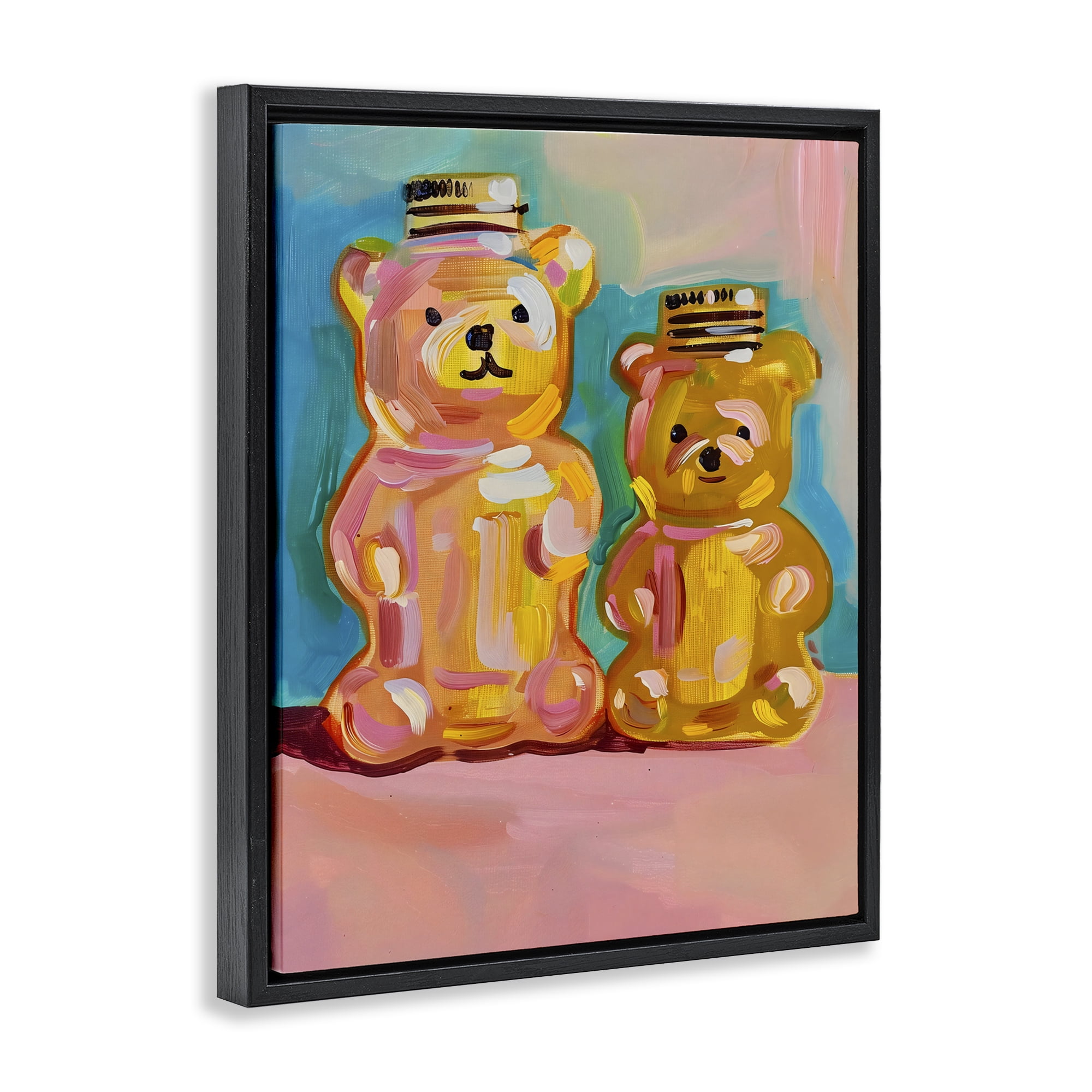 Stupell Industries Joyful Honey Bears Duo Black Framed Floater Canvas Wall Art, design by The Prints Vibe