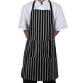 thumbnail image 1 of Summer Savings Kcavykas Kitchen Goodies,Black Stripe Bib Apron with 2 Pockets Chef Kitchen Cook tool WH, 1 of 2