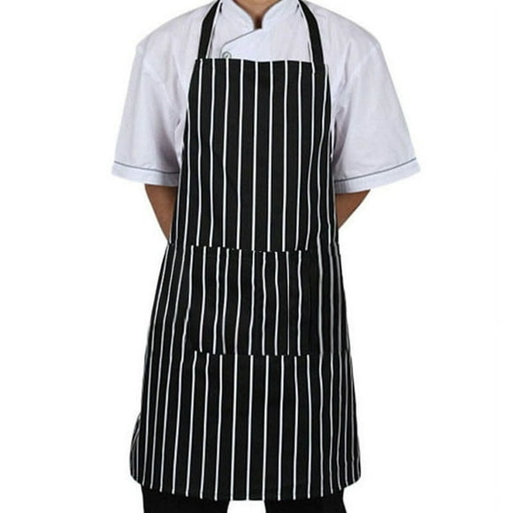 Dvkptbk Apron Black Stripe Bib Apron with 2 Pockets Chef Kitchen Cook Tool Wh Kitchen Essentials