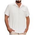thumbnail image 2 of Taqqpue Men's Short Sleeve Button Down Shirts Casual Solid Color Cotton Linen Shirts Lightweight Quick Dry Vacation Beach Summer Blouse Tops with Pocket, 2 of 8