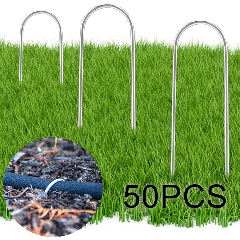 U-Shaped Garden Ground Grass Lawn Turf Galvanised Pegs Staples Fastening Nails 
