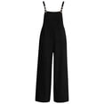 thumbnail image 5 of Sawvnm Jumpers for Women Casual Cold Shoulder Sleeveless Jumpsuit Solid Button Suspender Jumpsuits Wide Pocket Linen Ankle-length Leg Pant Jumpsuit, 5 of 7