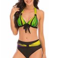 thumbnail image 3 of Ropa de baño Soidarity 2 uds. bañador Sexy con realce y relleno estampado a rayas verde L, 3 of 4