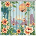 thumbnail image 1 of Vibrant Nature-Inspired Shower Curtain with Sun, Flowers & Greek Columns, 1 of 4