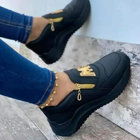 

Women s Sneakers Fashion Letter Decoration Comfortable Zipper Design Loafers Casual Slip on Breathable Round Toe Shoes
