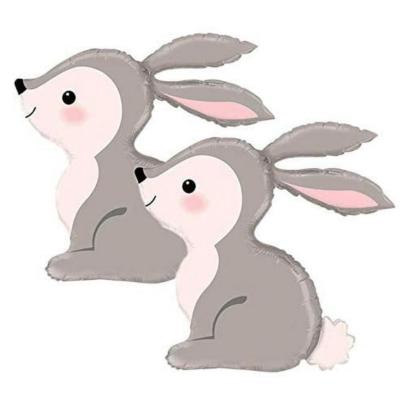 Set of 2 Adorable Woodland Bunny 36" Foil Party Balloons C10