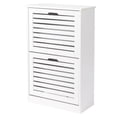 thumbnail image 3 of Hassch Narrow Shoe Storage Cabinet with 2 Flip Drawers & Ventilated Slatted Front, Space-Saving Entryway Shoe Rack Organizer for Small Spaces, 21.26"L x 9.84"W x 33.07"H, White, 3 of 10