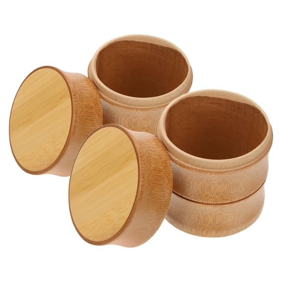 WHAMVOX Bamboo Tea Storage Container with Enhanced Sealing and Natural Texture for Home or Travel Use Brown 2 Pcs