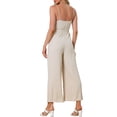 thumbnail image 3 of Mono de verano INSPIRE CHIC para mujer, tirantes de espagueti, corte abierto, pantalón ancho, XS, beige, 3 of 6