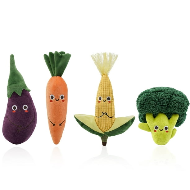 Vegetables Food Plush Toys, 4-Piece Cute Plush Stuffed Toy with  Carrot/Broccoli/Corn/Eggplant, Pretend Food Plush Toy, Early-Learning  Skills, Cute Plush Toys for Kids Ages 0+ 