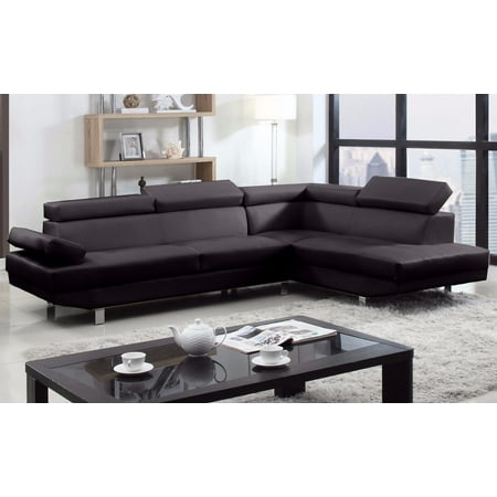 2 Piece Modern Bonded Leather Right Facing Chaise Sectional