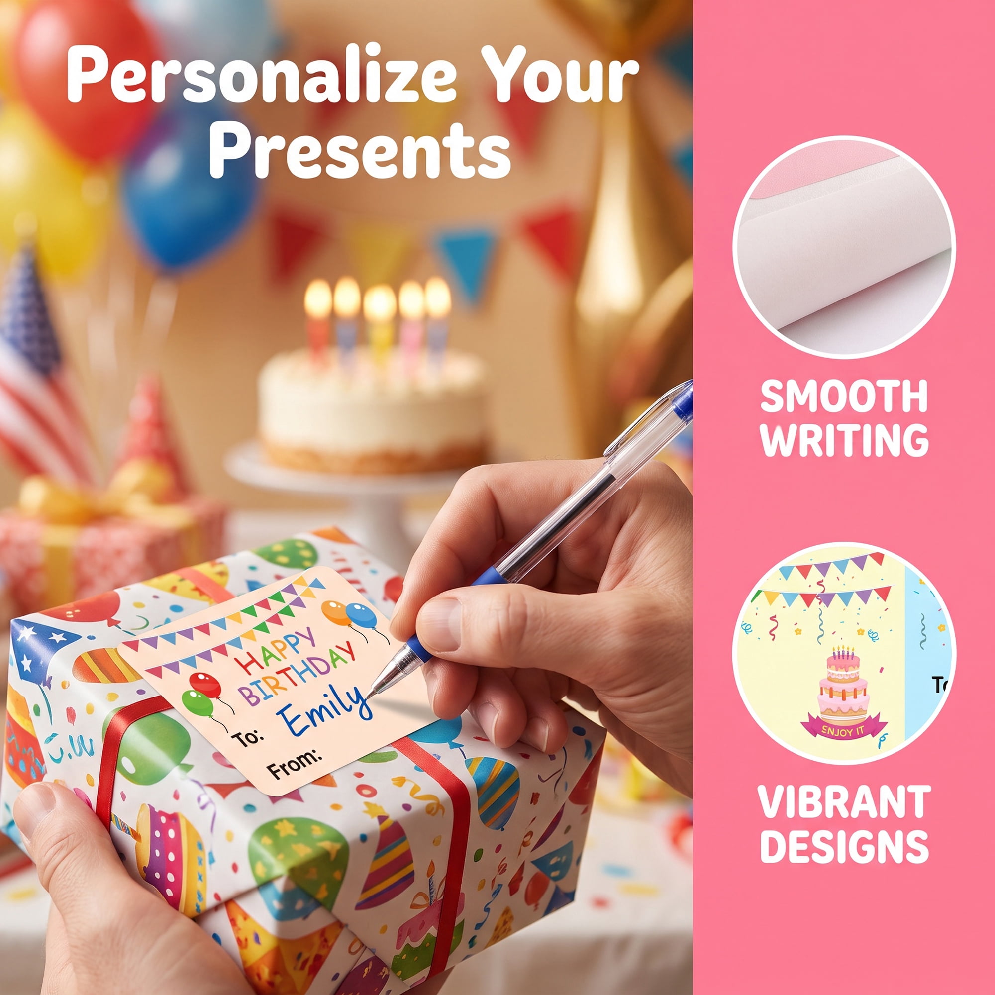 Unique Bargains Cartoon Gift Tags Stickers for Personalizing Presents 2" x 1.2" Multicolor