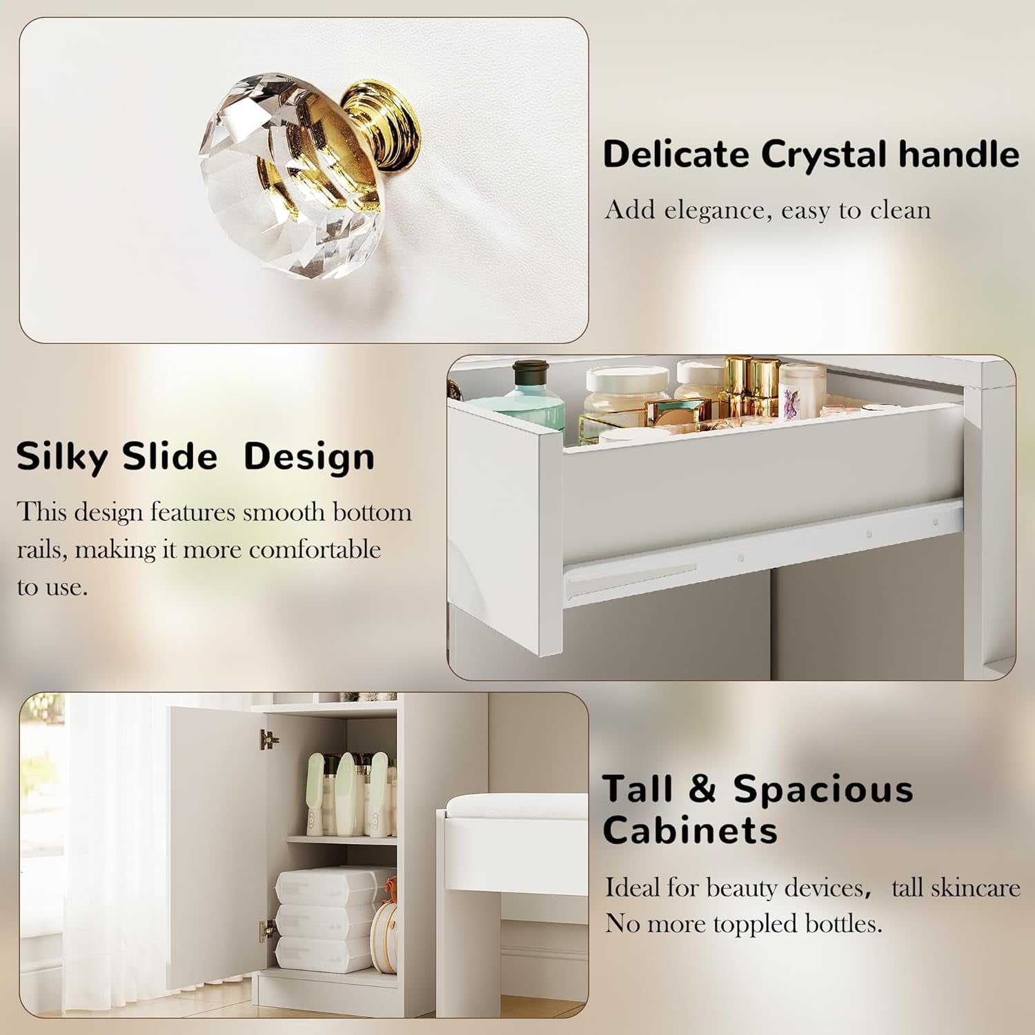 53" Makeup Vanity Set with Mirror and Lights, Pipleo Big White Makeup Vanity Desk with Chair and Power Outlet, 3 Color Lighting Modes & Adjustable Brightness for Bedroom