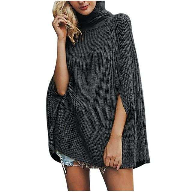 Erwazi Hauts à Col Roulé pour Femmes Tricot Manches Longues Tunique Décontractée Chandails Unis Ample Chaud Chandail pour Femmes Automne Hiver