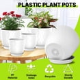 thumbnail image 3 of Set of 5 Plastic Plant Pots, 10 9 8 7.5 7 Inch Flower Planters with Drainage & Saucers, White, 3 of 6