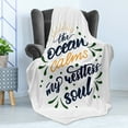 thumbnail image 4 of Saying Soft Flannel Fleece Throw Blanket, Ocean Calms My Restless Soul Cursive Typography Marine Related Lettering, Cozy Plush for Indoor and Outdoor Use, 50" x 60", Emerald and Orange, by Ambesonne, 4 of 5