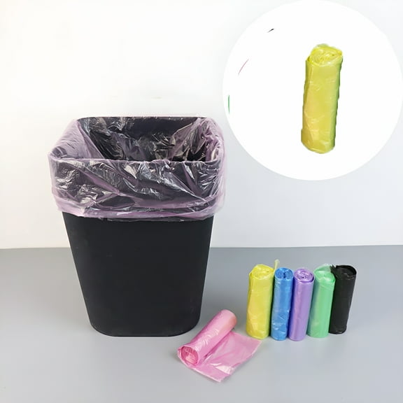 ACDANC Colorful Clear Trash Bags - Small Garbage Can Liners for Bathroom & Kitchen - Odor Control Disposable Bags - Perfect Fit for 3-5 Gallon Waste Baskets