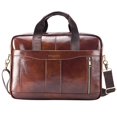 thumbnail image 2 of Bolsa Maletín de piel auténtica para hombre, para portátil, oficina, bolso de hombro (marrón claro) Tmvgtek Para estrenar, 2 of 9