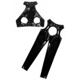 thumbnail image 4 of Doomiva Women's Solid Color PVC Leather Leggings Set Backless Halter Cami Top Crotchless Underwear Black S, 4 of 5
