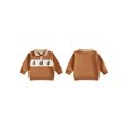 thumbnail image 2 of RUINIXCW Toddler Baby Boy Girl Thanksgiving Sweatshirt Outfit Fall Winter Quarter Zip Sweatshirts Letter Turkey Embroidery Plaid Lapel Long Sleeve Pullover Shirt Top, 2 of 10