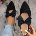 thumbnail image 2 of KEGIRLOM Women's Fashionable Casual Wear Versatile Plus-Size Loafers Solid Color Bow Pointed Toe Flat Shoes Black 5.5, 2 of 8