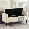 thumbnail image 3 of DSstyles 2024 New 48"L Velvet Storage Bench, End Of Bed Upholstered Tufted Button Storage Bench With Nails Trim, Storage Velvet Rectangular Bed Bench For Bedroom, Living Room, 3 of 7