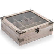 QILICHZ Tea Box Wood Tea Bag Holder Tea Organizer Rustic Tea Storage Box