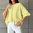 thumbnail image 4 of Iyufng Womens Crew Neck T-Shirt Front Vertical Seam Drop Shoulder Oversized Short Sleeve Loose Solid Casual Daily Top, 4 of 7