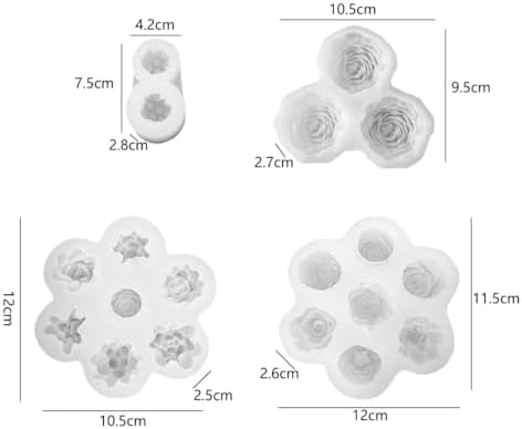 Silicone Flower Molds Set, 3D Rose Peony Succulent Design, 7-Cavity Resin Casting Molds for Candle Making, Soap, Wax Melts, Epoxy Crafts, Cake Decoration