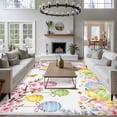 thumbnail image 4 of Easter Bunny Area Rug 5x8 Washable Rug Non Slip Colorful Easter Eggs Spring Pink Peach Flowers Large Area Rug Soft Stainresistant Indoor Floor Carpet for Living Room Bedroom Home Office Dining Room, 4 of 8