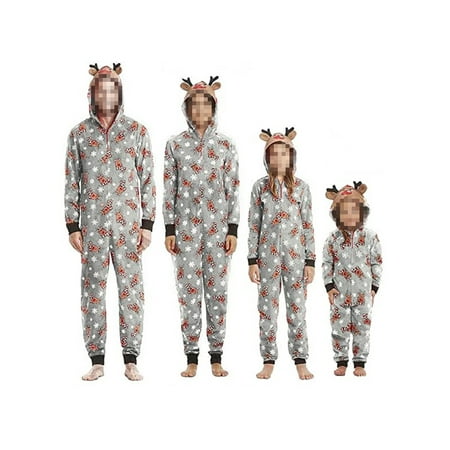 

Calsunbaby Christmas Family Cotton Pajamas Sets Adults Kids Hooded Pullover Sleepwear Nightwear Outfit