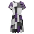 thumbnail image 4 of Abstract Geometric Art, Purple Black Grey Sundress Short Sleeve Dress Summer Women Clothes Dress for Women Dresses, 4 of 7
