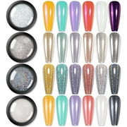 BORN PRETTY Chrome Powder,Metallic Mirror Pearl Holographic Pigment Powder Manicure Nail Art Decoration Sets