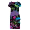 thumbnail image 5 of Vestido con cordón estampado de cuello redondo y manga corta de verano para mujer Pompotops ghjkhdj12308, 5 of 5