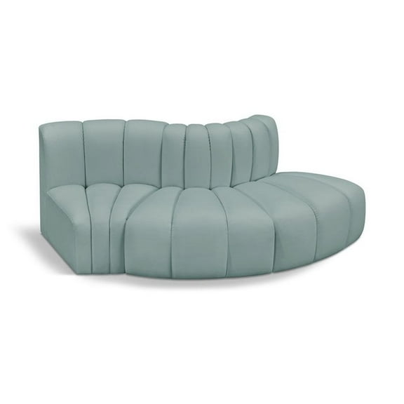 Meridian Furniture Arc Mint Green Vegan Leather Modular Sectional