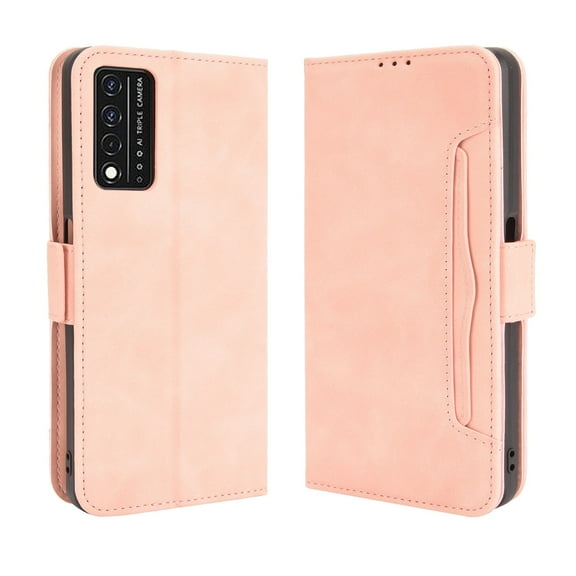 Case for T-Mobile Revvl V  Plus 5G, PU Leather Card Slots Cash Money Pocket Wallet Flip Cover Magnetic Folio Stand Shell Shockproof Phone Protective Case for Revvl V  5G 6.82", Pink