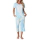 thumbnail image 1 of CONJUNTO DE PIJAMA PARA MUJERES INSPIRE CHIC Tie Dye de Manga Corta y Pantalones Capri con Bolsillos XL Verde, 1 of 6