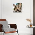 thumbnail image 3 of 14 Inch Wall Clock Battery Operated Silent Clock Decorative for Office, Kitchen, Outdoor, Living Room，Gray Tabby Cat inquiring Look Close-Up Cute Design, 3 of 4