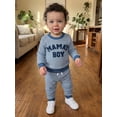 thumbnail image 5 of Loicainy Baby Toddler Boy Fall Clothes Set 6 12 18 24 Month 2T 3T Long Sleeve O Neck Letter Embroidery Striped Sweatshirt Jogger Pants Outfits, 5 of 9