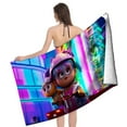 thumbnail image 4 of Vivo Toalla de playa de secado rápido con diseño temático, regalo para mujeres y niñas, ideal para cumpleaños, fans, amantes de la música, uso en la playa o al aire libre, 78 × 160 cm, 4 of 6