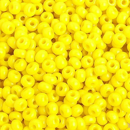 6/0 Glass Seed Beads - 6/0 Opaque Lemon Yellow Glass Seed Beads 40 Grams